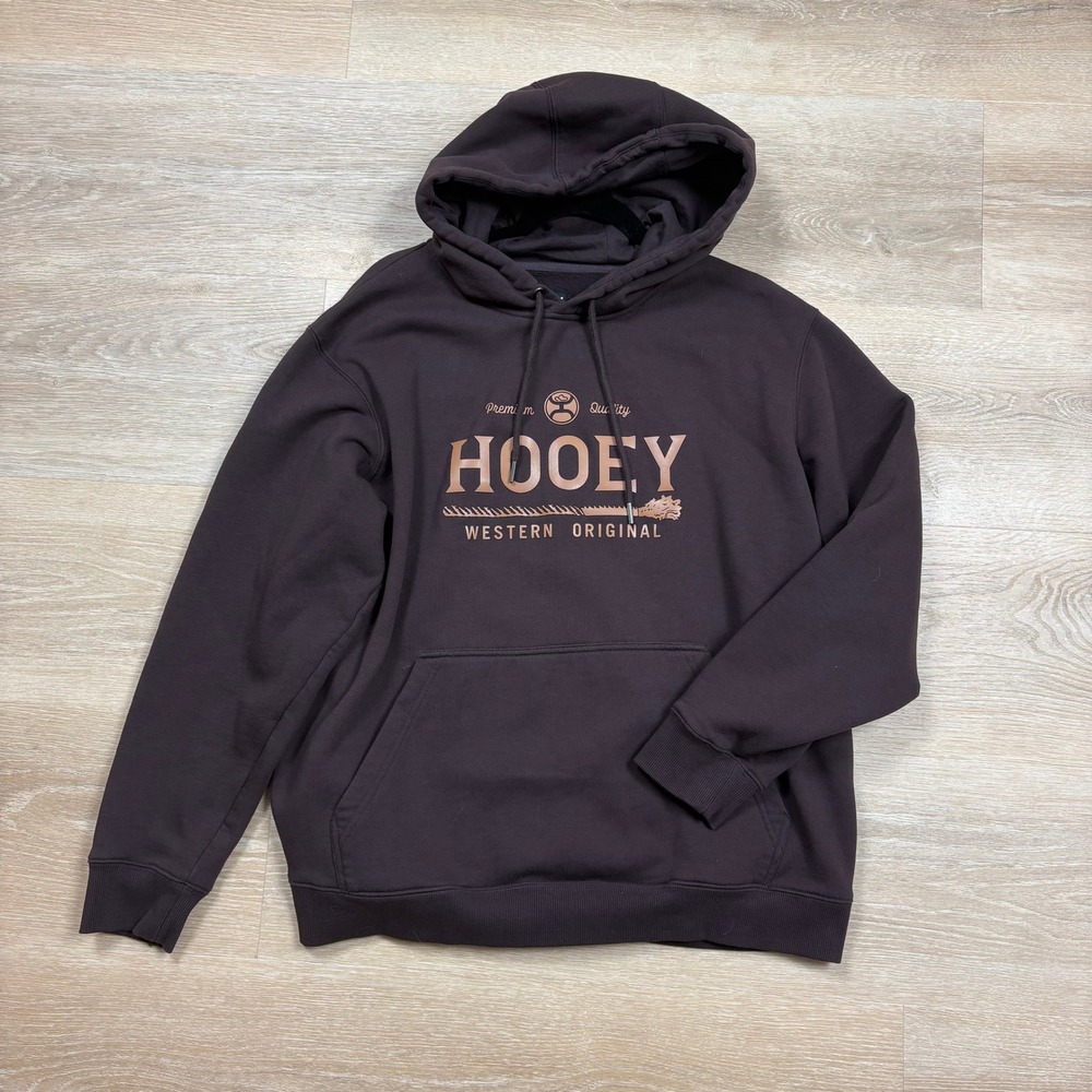 Hooey Western Original Graphic Pullover Hoodie Sweatshirt Men's XL Color Brown‎